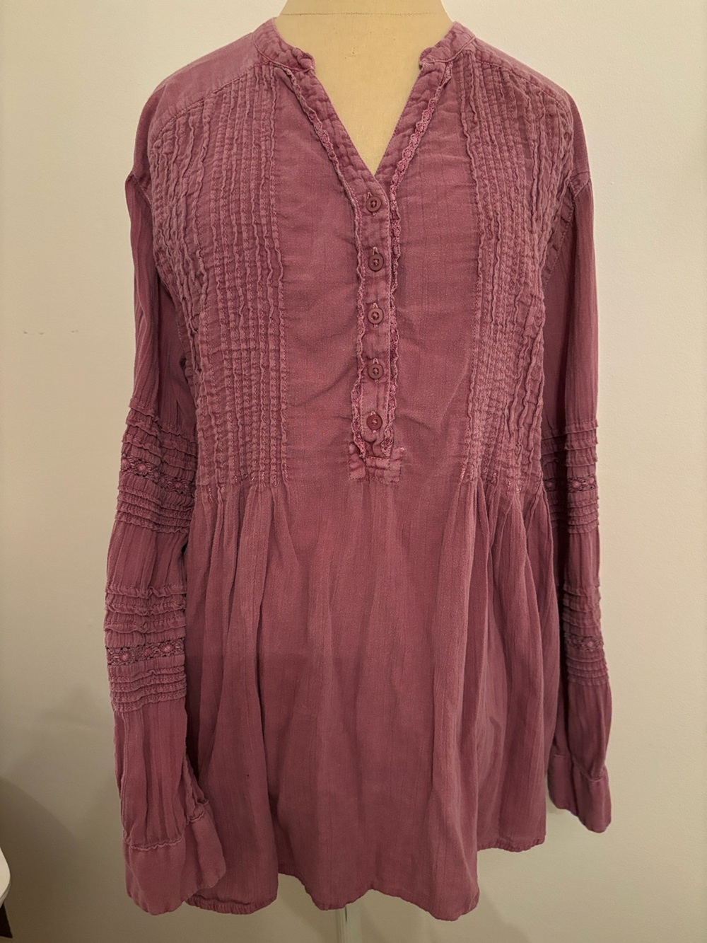 Sundance Cotton Peasant Top -XS but fits much loser (dusty mauve)